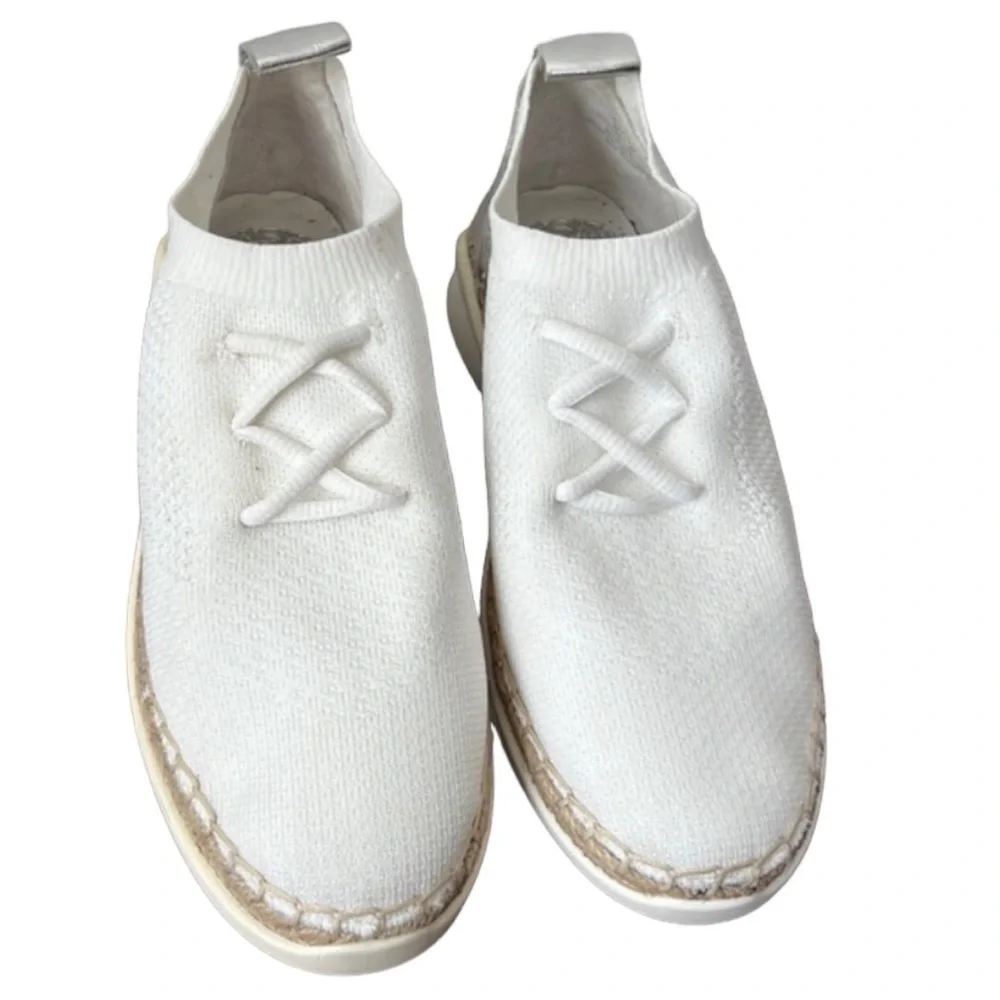 Vince Camuto Affina White Knit Jute Slip On Sneakers Size 5